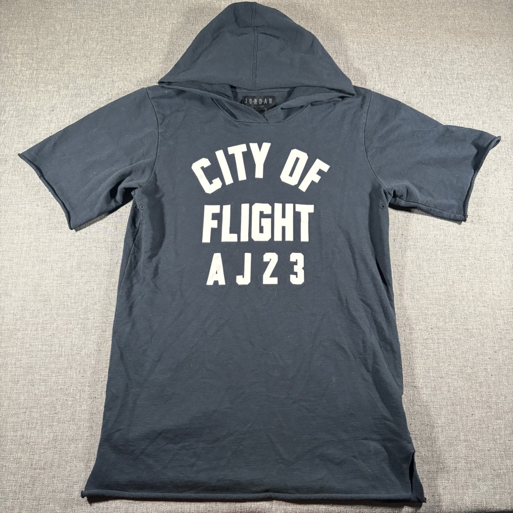 Jordan Short Sleeve Hoodie Mens Small Black City of Flight AJ23 911317-010